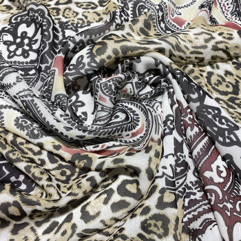 Chiffon fabric with floral panther print