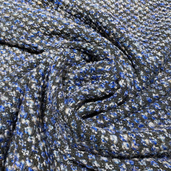Tissu tissé et irisé effet tweed bleu