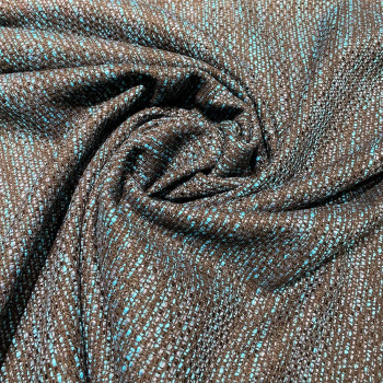 Woven and iridescent turquoise tweed fabric