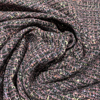 Woven and iridescent pink tweed fabric