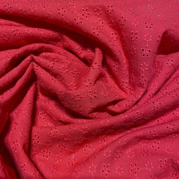 English embroidery fabric 100% cotton red