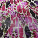 Lamé silk fabric with pink panther print