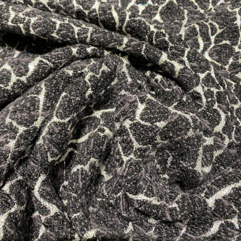 Double-sided black and white marbled jacquard fabric