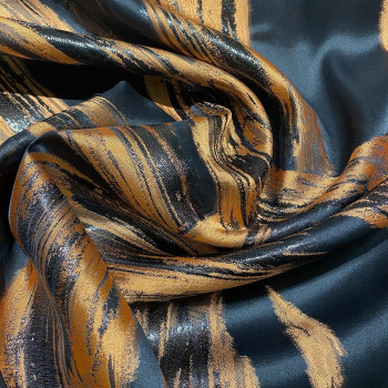 Orange zebra brocade silk fabric