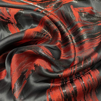 Red zebra brocade silk fabric