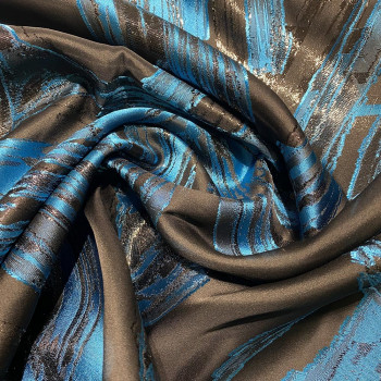 Blue zebra brocade silk fabric