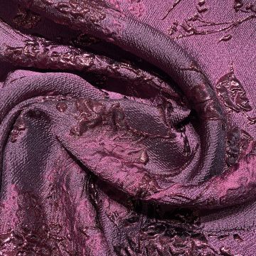 Purple floral print silk brocade fabric
