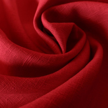 Red 100% linen fabric