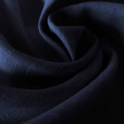 Navy blue 100% linen fabric