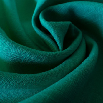 Emerald green 100% linen fabric
