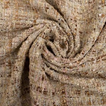 Woven and iridescent beige tweed effect fabric