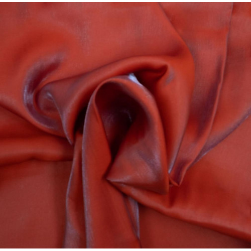 Red iridescent satin fabric