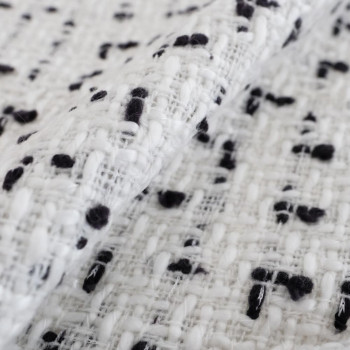 Woven and iridescent black & white tweed effect fabric