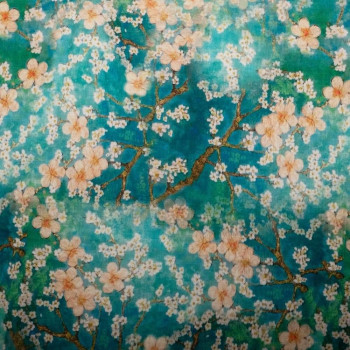 Tissu lin imprimé floral