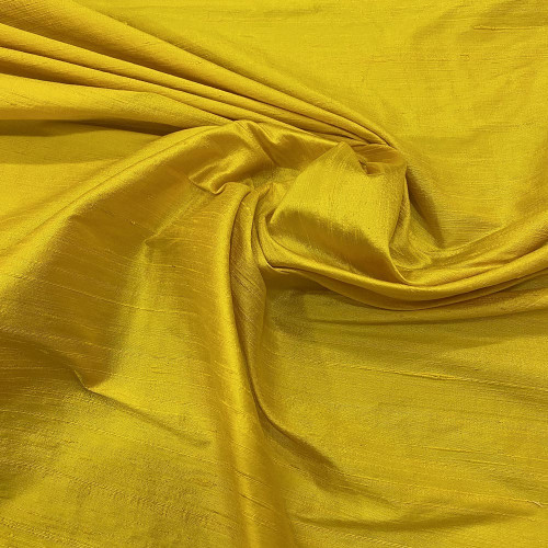 Tissu doupion de soie indien flammé 100% soie jaune