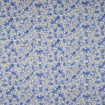 Tissu popeline 100% coton impression numérique floral bleu