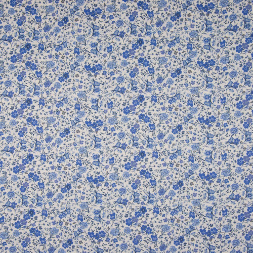 100% cotton poplin fabric with digital print blue floral