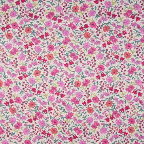 Tissu popeline 100% coton impression numérique floral rose