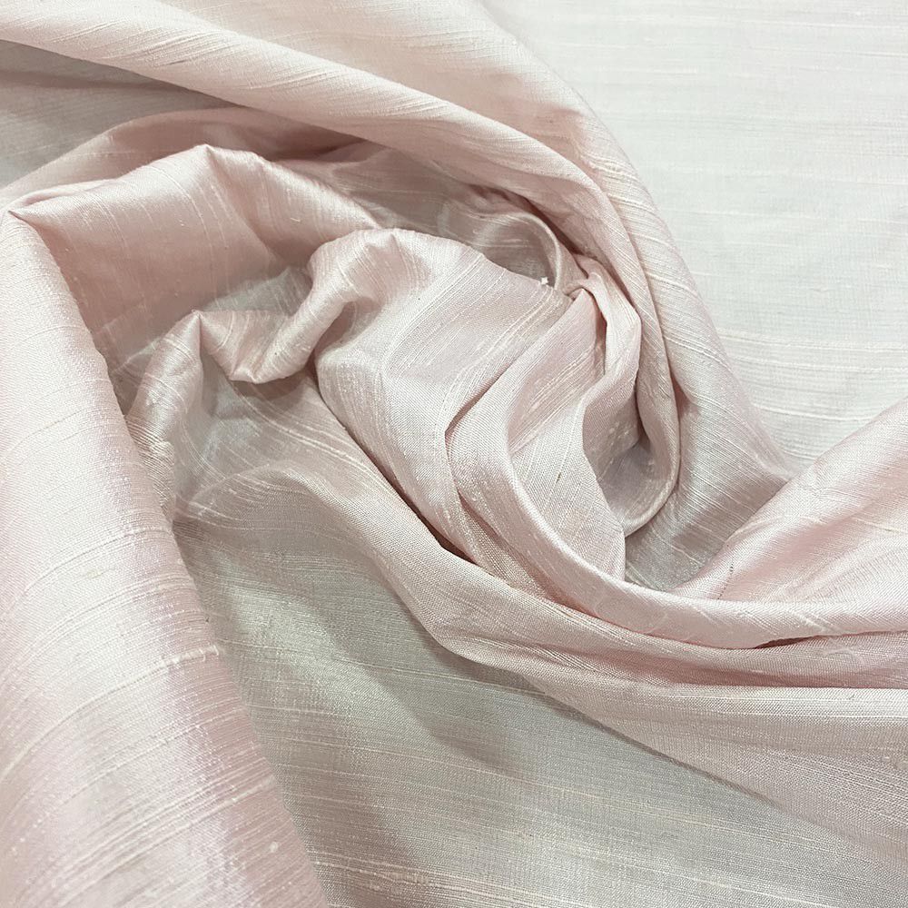 100% silk slub dupion fabric light pink
