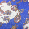 100% silk chiffon fabric with royal blue paisley print