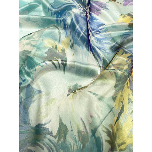 100% silk organza fabric with floral print