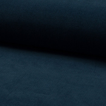 Tissu velours côtelé 100% coton bleu indigo