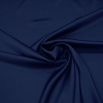 Light navy blue satin-back cady crepe fabric
