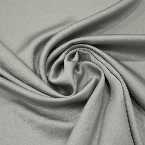 Pearl grey satin-back cady crepe fabric