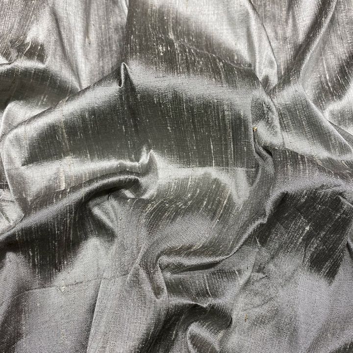100% silk slub dupion fabric silver grey