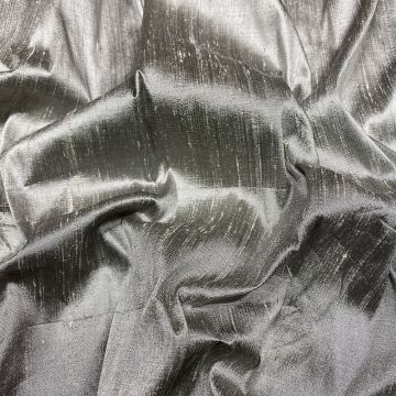 100% silk slub dupion fabric silver grey