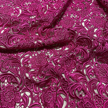 Chemical lace guipure fabric fuchsia