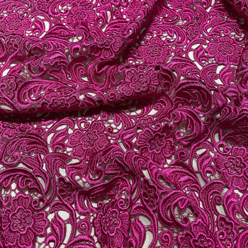Tissu guipure fuschia