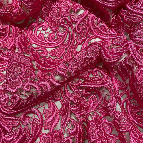 Tissu guipure rose indien