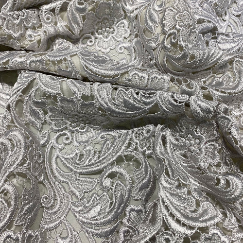 Chemical lace guipure fabric pearl grey