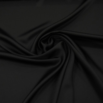 Black satin-back cady crepe fabric
