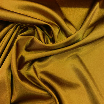 Ocher yellow stretch satin-back crepe cady fabric