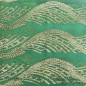 Tissu jacquard de soie tissé métal or sur fond mousseline vert anis