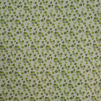 Tissu voile coton soie imprimé petites fleurs vert