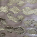 Gold metallic silk jacquard on a skin chiffon background