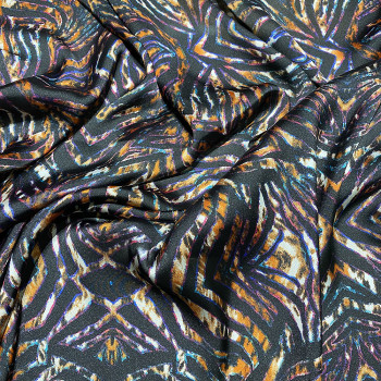 Abstract animal printed polyester satin fabric