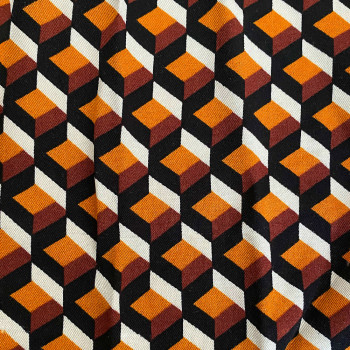 Twill fabric with rust geometric print 100% viscose