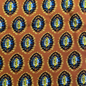 Twill fabric with rust ethnic print 100% viscose