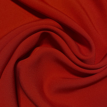 Carmine red satin-back cady crepe fabric