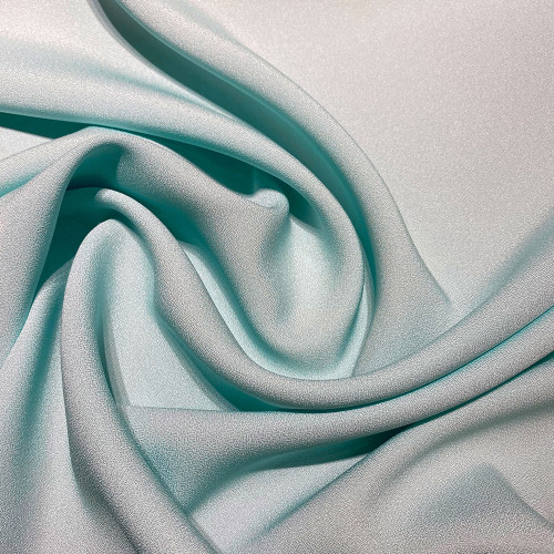 Sky blue satin-back cady crepe fabric