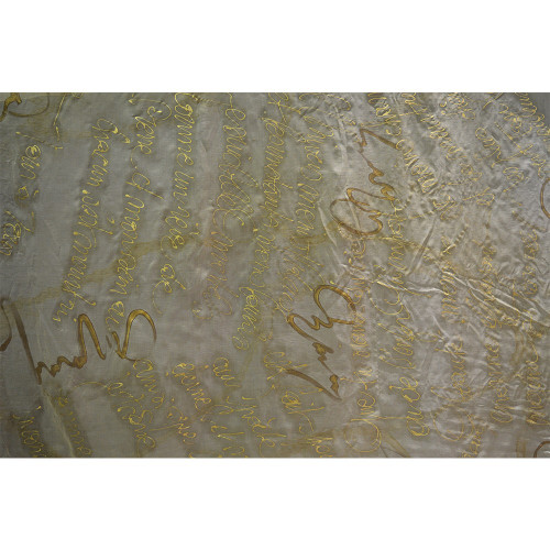 Tissu mousseline soie peint à la main « écritures »