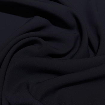 Dark navy blue satin-back cady crepe fabric