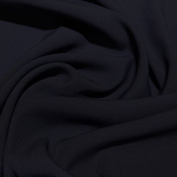Dark navy blue satin-back cady crepe fabric