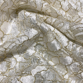 Calais lace gold laminette on a ivory background (3 meters)