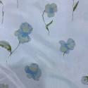 Tissu taffetas de soie imprimé floral bleu ciel
