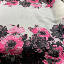 Fuchsia floral print silk brocade fabric